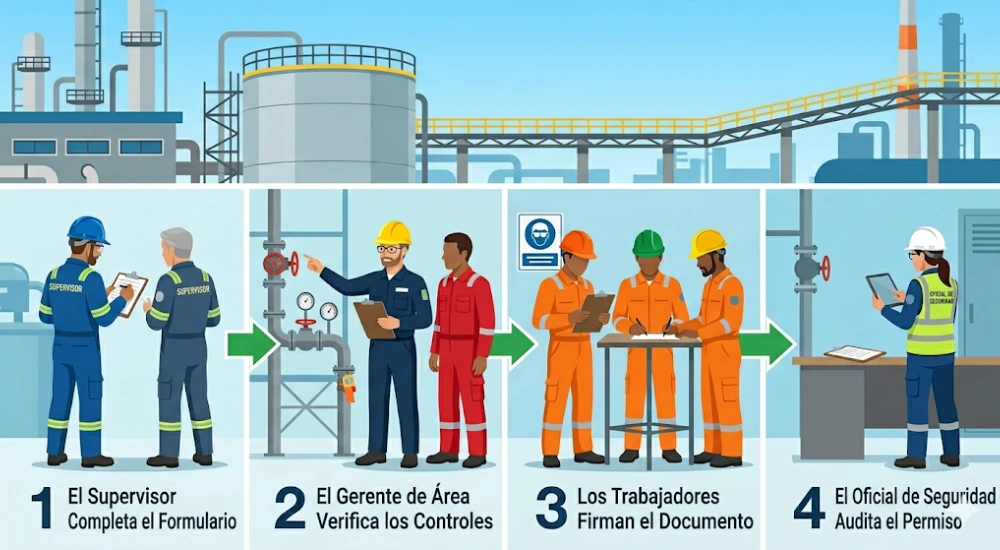 Proceso de firma y verificación del PETAR con roles de supervisor ejecutante responsable de área y trabajadores